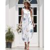 Zeagoo Women Floral Summer Casual Beach Printed Tank Dress with Pockets Pleated Front Long Dress(White Floral)