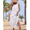 Zeagoo Women Floral Summer Casual Beach Printed Tank Dress with Pockets Pleated Front Long Dress(White Floral)