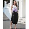 Zeagoo Women Floral Summer Casual Beach Printed Tank Dress with Pockets Pleated Front Long Dress(White+purple Print)