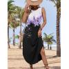 Zeagoo Women Floral Summer Casual Beach Printed Tank Dress with Pockets Pleated Front Long Dress(White+purple Print)