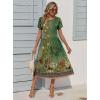 Zeagoo Women Summer Short Sleeve Midi Dress with Pockets Casual Aline Flowy Tshirt Dress Floral Vocation Beach Sundress(01-green Printed)