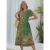 Zeagoo Women Summer Short Sleeve Midi Dress with Pockets Casual Aline Flowy Tshirt Dress Floral Vocation Beach Sundress(01-green Printed)