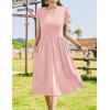 Zeagoo Women Summer Short Sleeve Midi Dress with Pockets Casual Aline Flowy Tshirt Dress Floral Vocation Beach Sundress(01-pink Round Dot)