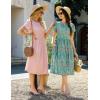Zeagoo Women Summer Short Sleeve Midi Dress with Pockets Casual Aline Flowy Tshirt Dress Floral Vocation Beach Sundress(01-pink Round Dot)