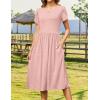 Zeagoo Women Summer Short Sleeve Midi Dress with Pockets Casual Aline Flowy Tshirt Dress Floral Vocation Beach Sundress(01-pink Round Dot)