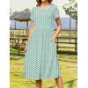 Zeagoo Women Summer Short Sleeve Midi Dress with Pockets Casual Aline Flowy Tshirt Dress Floral Vocation Beach Sundress(02-green Round Dot)