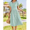 Zeagoo Women Summer Short Sleeve Midi Dress with Pockets Casual Aline Flowy Tshirt Dress Floral Vocation Beach Sundress(02-green Round Dot)