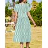 Zeagoo Women Summer Short Sleeve Midi Dress with Pockets Casual Aline Flowy Tshirt Dress Floral Vocation Beach Sundress(02-green Round Dot)
