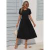 Zeagoo Women Summer Short Sleeve Midi Dress with Pockets Casual Aline Flowy Tshirt Dress Floral Vocation Beach Sundress(Black)
