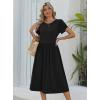 Zeagoo Women Summer Short Sleeve Midi Dress with Pockets Casual Aline Flowy Tshirt Dress Floral Vocation Beach Sundress(Black)