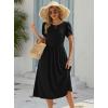 Zeagoo Women Summer Short Sleeve Midi Dress with Pockets Casual Aline Flowy Tshirt Dress Floral Vocation Beach Sundress(Black)