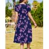 Zeagoo Women Summer Short Sleeve Midi Dress with Pockets Casual Aline Flowy Tshirt Dress Floral Vocation Beach Sundress(Black Purple-printed)