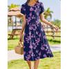 Zeagoo Women Summer Short Sleeve Midi Dress with Pockets Casual Aline Flowy Tshirt Dress Floral Vocation Beach Sundress(Black Purple-printed)