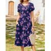 Zeagoo Women Summer Short Sleeve Midi Dress with Pockets Casual Aline Flowy Tshirt Dress Floral Vocation Beach Sundress(Black Purple-printed)