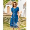 Zeagoo Women Summer Short Sleeve Midi Dress with Pockets Casual Aline Flowy Tshirt Dress Floral Vocation Beach Sundress(Blue Ethnic Boho Print)