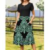 Zeagoo Women Summer Short Sleeve Midi Dress with Pockets Casual Aline Flowy Tshirt Dress Floral Vocation Beach Sundress(Blue Floral Black)