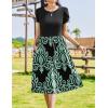 Zeagoo Women Summer Short Sleeve Midi Dress with Pockets Casual Aline Flowy Tshirt Dress Floral Vocation Beach Sundress(Blue Floral Black)