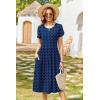 Zeagoo Women Summer Short Sleeve Midi Dress with Pockets Casual Aline Flowy Tshirt Dress Floral Vocation Beach Sundress(Blue Round Dot Print)