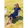 Zeagoo Women Summer Short Sleeve Midi Dress with Pockets Casual Aline Flowy Tshirt Dress Floral Vocation Beach Sundress(Blue Round Dot Print)