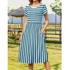 Zeagoo Women Summer Short Sleeve Midi Dress with Pockets Casual Aline Flowy Tshirt Dress Floral Vocation Beach Sundress(Blue White Stripe)