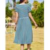 Zeagoo Women Summer Short Sleeve Midi Dress with Pockets Casual Aline Flowy Tshirt Dress Floral Vocation Beach Sundress(Blue White Stripe)