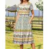 Zeagoo Women Summer Short Sleeve Midi Dress with Pockets Casual Aline Flowy Tshirt Dress Floral Vocation Beach Sundress(Blue Yellow Bohemian)