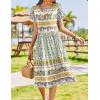 Zeagoo Women Summer Short Sleeve Midi Dress with Pockets Casual Aline Flowy Tshirt Dress Floral Vocation Beach Sundress(Blue Yellow Bohemian)