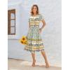 Zeagoo Women Summer Short Sleeve Midi Dress with Pockets Casual Aline Flowy Tshirt Dress Floral Vocation Beach Sundress(Blue Yellow Bohemian)