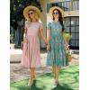 Zeagoo Women Summer Short Sleeve Midi Dress with Pockets Casual Aline Flowy Tshirt Dress Floral Vocation Beach Sundress(Boho Floral)