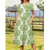Zeagoo Women Summer Short Sleeve Midi Dress with Pockets Casual Aline Flowy Tshirt Dress Floral Vocation Beach Sundress(Ethnic Pattern-green)