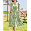 Zeagoo Women Summer Short Sleeve Midi Dress with Pockets Casual Aline Flowy Tshirt Dress Floral Vocation Beach Sundress(Ethnic Pattern-green)