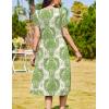 Zeagoo Women Summer Short Sleeve Midi Dress with Pockets Casual Aline Flowy Tshirt Dress Floral Vocation Beach Sundress(Ethnic Pattern-green)