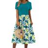Zeagoo Women Summer Short Sleeve Midi Dress with Pockets Casual Aline Flowy Tshirt Dress Floral Vocation Beach Sundress(Green Leaf Floral)