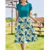 Zeagoo Women Summer Short Sleeve Midi Dress with Pockets Casual Aline Flowy Tshirt Dress Floral Vocation Beach Sundress(Green Leaf Floral)