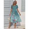 Zeagoo Women Summer Short Sleeve Midi Dress with Pockets Casual Aline Flowy Tshirt Dress Floral Vocation Beach Sundress(Green Print)