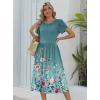 Zeagoo Women Summer Short Sleeve Midi Dress with Pockets Casual Aline Flowy Tshirt Dress Floral Vocation Beach Sundress(Green Print)