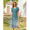 Zeagoo Women Summer Short Sleeve Midi Dress with Pockets Casual Aline Flowy Tshirt Dress Floral Vocation Beach Sundress(Green Print)
