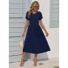 Zeagoo Women Summer Short Sleeve Midi Dress with Pockets Casual Aline Flowy Tshirt Dress Floral Vocation Beach Sundress(Navy Blue)