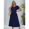 Zeagoo Women Summer Short Sleeve Midi Dress with Pockets Casual Aline Flowy Tshirt Dress Floral Vocation Beach Sundress(Navy Blue)