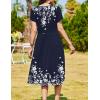 Zeagoo Women Summer Short Sleeve Midi Dress with Pockets Casual Aline Flowy Tshirt Dress Floral Vocation Beach Sundress(Navy Blue Floral)