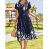 Zeagoo Women Summer Short Sleeve Midi Dress with Pockets Casual Aline Flowy Tshirt Dress Floral Vocation Beach Sundress(Navy Blue Floral)