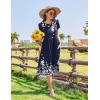 Zeagoo Women Summer Short Sleeve Midi Dress with Pockets Casual Aline Flowy Tshirt Dress Floral Vocation Beach Sundress(Navy Blue Floral)
