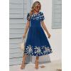 Zeagoo Women Summer Short Sleeve Midi Dress with Pockets Casual Aline Flowy Tshirt Dress Floral Vocation Beach Sundress(Navy Leaf Print)
