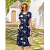Zeagoo Women Summer Short Sleeve Midi Dress with Pockets Casual Aline Flowy Tshirt Dress Floral Vocation Beach Sundress(Navy Print)