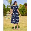 Zeagoo Women Summer Short Sleeve Midi Dress with Pockets Casual Aline Flowy Tshirt Dress Floral Vocation Beach Sundress(Navy Print)