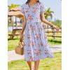 Zeagoo Women Summer Short Sleeve Midi Dress with Pockets Casual Aline Flowy Tshirt Dress Floral Vocation Beach Sundress(Purple Floral)
