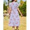 Zeagoo Women Summer Short Sleeve Midi Dress with Pockets Casual Aline Flowy Tshirt Dress Floral Vocation Beach Sundress(Purple Floral)