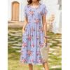 Zeagoo Women Summer Short Sleeve Midi Dress with Pockets Casual Aline Flowy Tshirt Dress Floral Vocation Beach Sundress(Purple Floral)