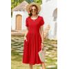 Zeagoo Women Summer Short Sleeve Midi Dress with Pockets Casual Aline Flowy Tshirt Dress Floral Vocation Beach Sundress(Red)