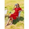 Zeagoo Women Summer Short Sleeve Midi Dress with Pockets Casual Aline Flowy Tshirt Dress Floral Vocation Beach Sundress(Red)